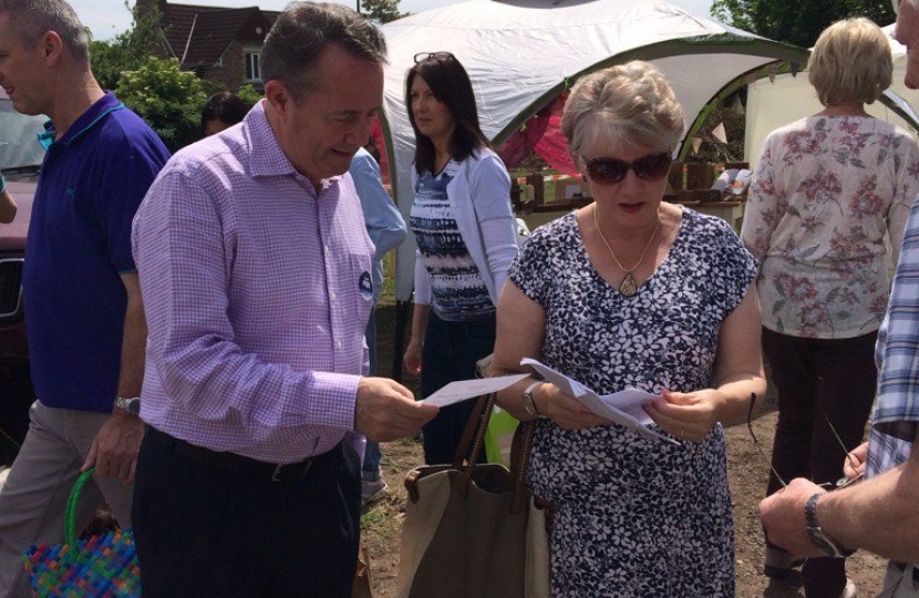 Dr Liam Fox at Court House Farm market, Portishead