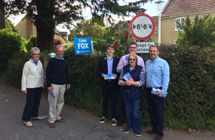 Dr Liam Fox and supporters